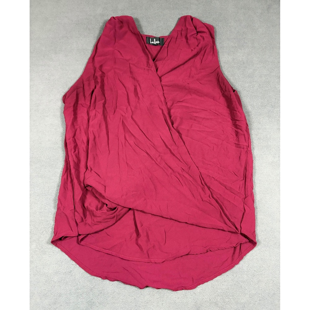 Lulus Tank Top Womens XL Burgundy Sleeveless Faux Wrap V-Neck